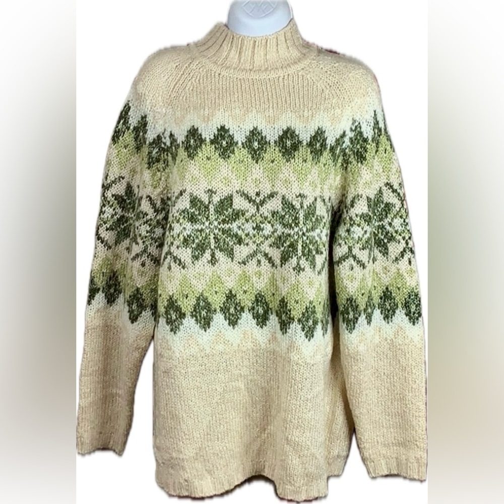 Fashion Bug 18 20 1X Sweater Alpine Ski Style Top Blouse Knit Mock Turtleneck